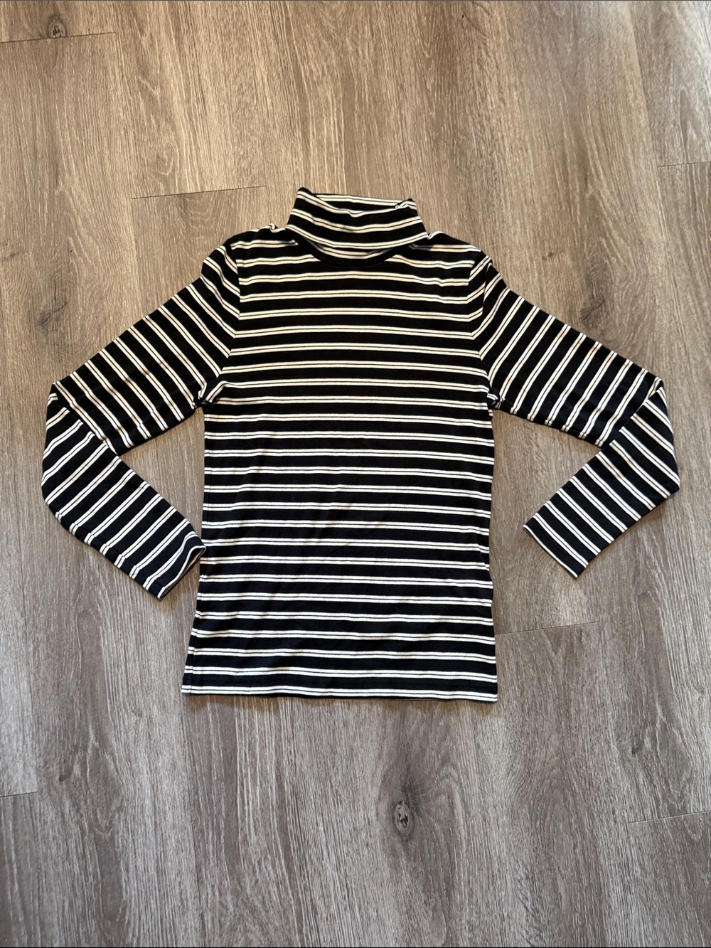 J. Crew Black & White Striped Long Sleeve Turtleneck